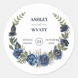 Blaue Rose Runder Aufkleber