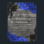 Blaue Rose Rustikale Hochzeit aus Holz Einladung<br><div class="desc">Passen Sie Ihre woll-Möglichkeiten an.</div>