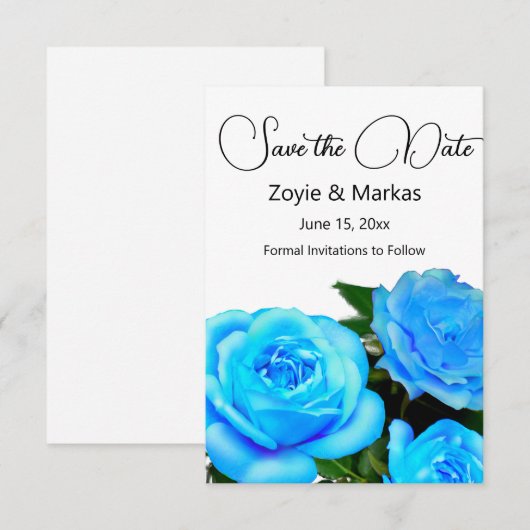 Blaue Rose Save The Date (Vorne/Hinten)