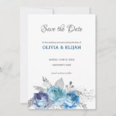 Blaue Rose Save The Date (Vorderseite)