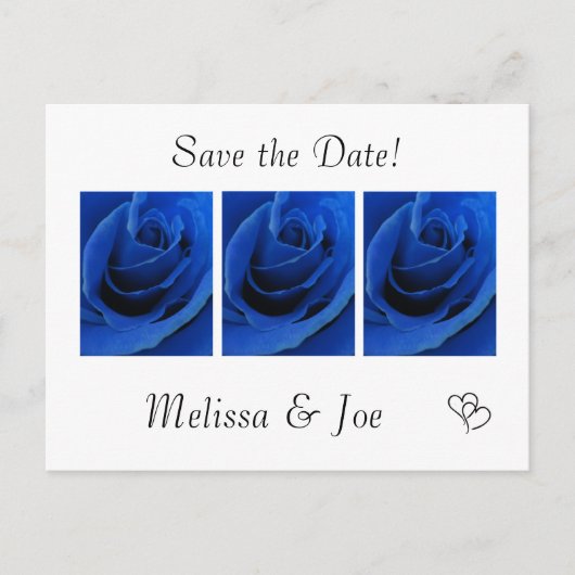 Blaue Rose Save the Date Postkarten (Vorderseite)