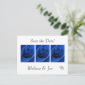 Blaue Rose Save the Date Postkarten (Stehend Vorderseite)