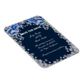 Blaue Rose Schneeflocken Save the Date Weihnachten Magnet (Rechte Seite)