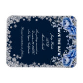 Blaue Rose Schneeflocken Save the Date Weihnachten Magnet (Horizontal)