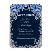 Blaue Rose Schneeflocken Save the Date Weihnachten Magnet (Vertikal)