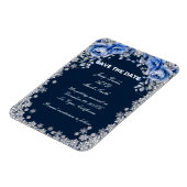 Blaue Rose Schneeflocken Save the Date Weihnachten Magnet (Linke Seite)