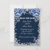 Blaue Rose Schneeflocken Weihnachtskarte Save the  Date (Vorderseite)