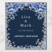 Blaue Rose Schneeflocken Weihnachtsweinmarken Weinetikett (Einzelnes Label)