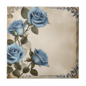 Blaue Rose Shabby Fliese (Vorderseite)