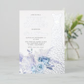 Blaue Rose Silberfolienkleid Sweet 16 Party Folieneinladung (Stehend vorne)