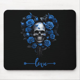 Blaue Rose Skull für Valentins Liebe Rock für Männ Mousepad