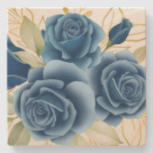 Blaue Rose Steinuntersetzer (Vorderseite)