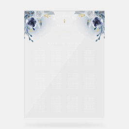 Blaue Rose Taufe Sitzkarte Acrylschild