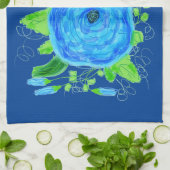 Blaue Rose Teetuch Küchentuch (Gefaltet)