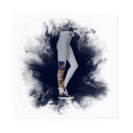 Blaue Rose Top‑Hat Cat Leggings