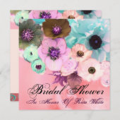 BLAUE ROSE UND ANEMONE BLUME BRAUTPARTY EINLADUNG (Vorne/Hinten)