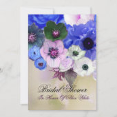 BLAUE ROSE UND ANEMONE BLUME BRAUTPARTY EINLADUNG (Vorderseite)