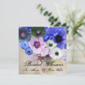 BLAUE ROSE UND ANEMONE BLUME BRAUTPARTY EINLADUNG (Stehend Vorderseite)