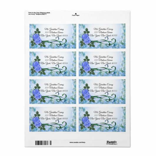 Blaue Rose und Bänder für Etiketten (Vorne)