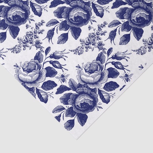 Blaue Rose und Bienen Seidenpapier (Ausschnitt)