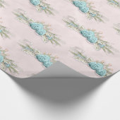 Blaue Rose und Blumenmuster Geschenkpapier (Ecke)