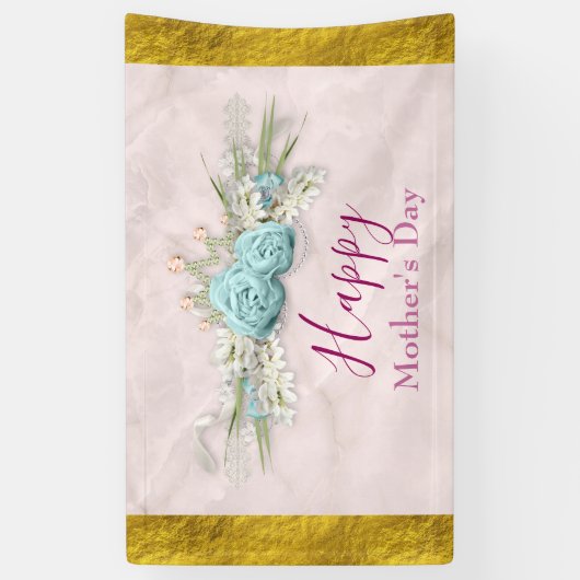 Blaue Rose und Blumenstrauß Muttertag Banner (Vertikal)