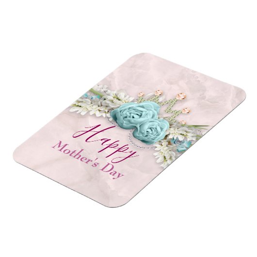 Blaue Rose und Blumenstrauß Muttertag Magnet (Linke Seite)