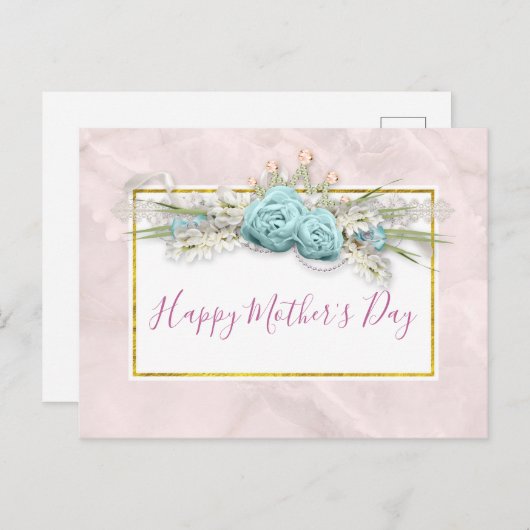 Blaue Rose und Blumenstrauß Muttertag Postkarte (Vorne/Hinten)