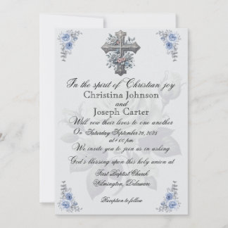 Blaue Rose und Christliche Hochzeitseinladung Einladung
