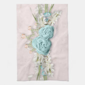 Blaue Rose und Crown Floral Bouquet Geschirrtuch (Vertikal)