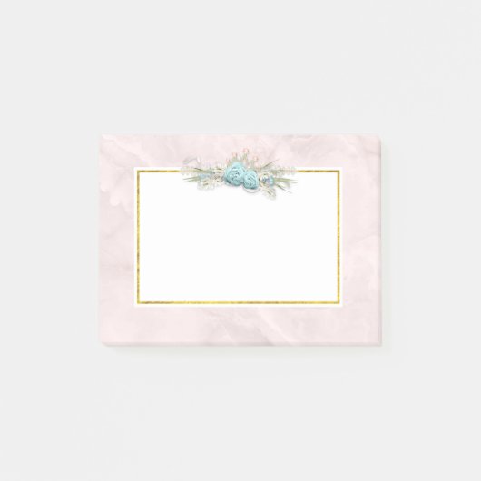 Blaue Rose und Crown Floral Bouquet Post-it Klebezettel (Vorderseite)