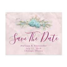 Blaue Rose und Crown Floral Bouquet Save the Date