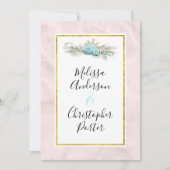 Blaue Rose und Crown Floral Bouquet Wedding Einladung (Vorderseite)