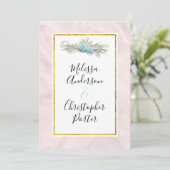 Blaue Rose und Crown Floral Bouquet Wedding Einladung (Stehend Vorderseite)