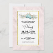 Blaue Rose und Crown Floral Bouquet Wedding Einladung (Rückseite)