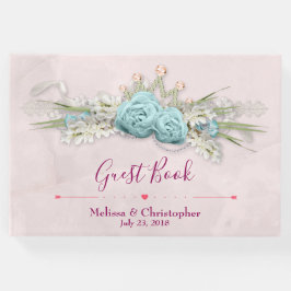 Blaue Rose und Crown Floral Bouquet Wedding Gästebuch