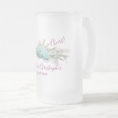 Blaue Rose und Crown Floral Bouquet Wedding Mattglas Bierglas (VorderseiteRechts)