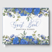 Blaue Rose und Eukalyptus Elegantes Flora Gästebuch (Vorderseite)
