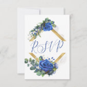 Blaue Rose und Eukalyptus Elegantes Quinceanera RSVP Karte (Vorderseite)