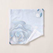 Blaue Rose und Glitzern Badhandtuch Set (Waschlappen)
