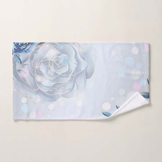 Blaue Rose und Glitzern Badhandtuch Set (Handtuch)
