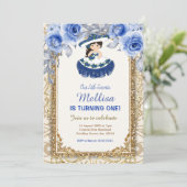 Blaue Rose und Golmexikanische Geburtstage Einladung (Stehend Vorderseite)