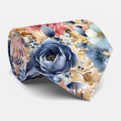 Blaue Rose und Rosa Blume Floral Neck Tie Krawatte (Gerollt)