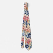 Blaue Rose und Rosa Blume Floral Neck Tie Krawatte (Rückseite)