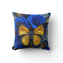 Blaue Rose und Schmetterling