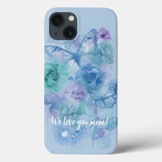 Blaue Rose und Schmetterlinge Case-Mate iPhone Hülle (Rückseite)