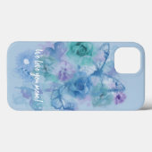 Blaue Rose und Schmetterlinge Case-Mate iPhone Hülle (Rückseite (Horizontal))