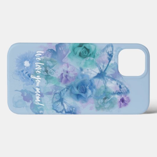 Blaue Rose und Schmetterlinge Case-Mate iPhone Hülle (Rückseite (Horizontal))