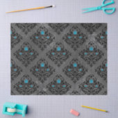 Blaue Rose und Schwarzer Damast Seidenpapier (Basteln)