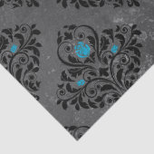 Blaue Rose und Schwarzer Damast Seidenpapier (Detail)